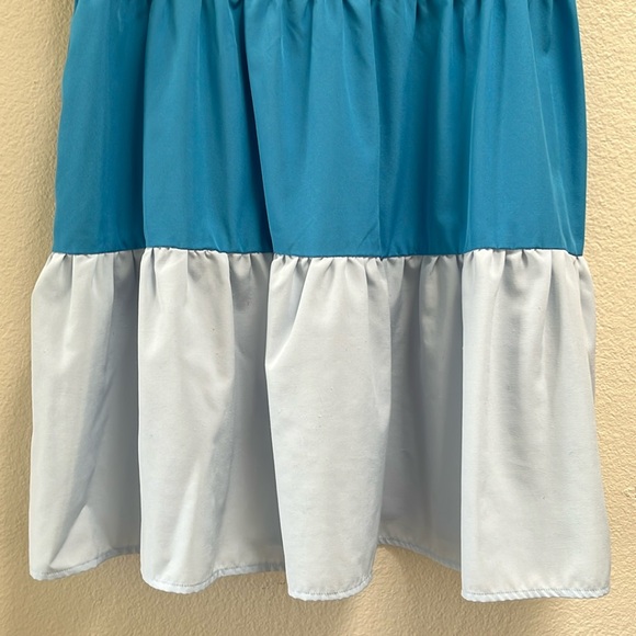 Shein Blue Colorblock Striped Panel Sleeveless Flowy Ruffle Dress, Size Medium - Picture 4 of 11